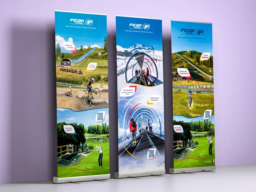 Kakémonos d'exposition et signalétique tapis oulants de loisirs omnisport 4 saisons Funbelt